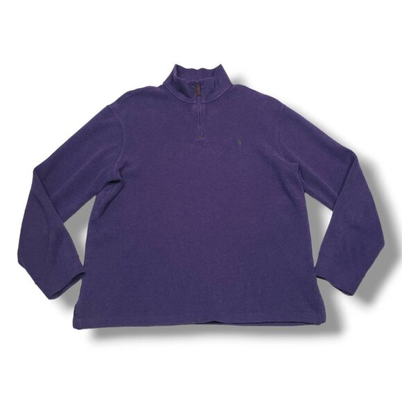 Polo Ralph Lauren Quarter Zip Sweater Mens Large Purple Mock Neck - Picture 1 of 8